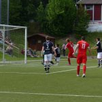 Da zappelt`s im Netz: Dennis Noll per Kopf zum 1:0 (77.)